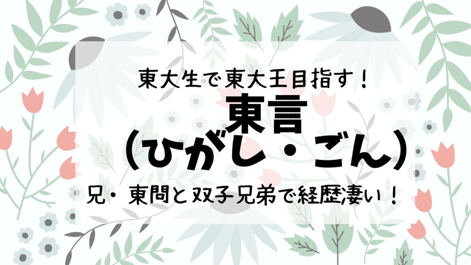 東言 東大 は双子兄弟で色々凄い 実家は裕福 ひまわりtimes